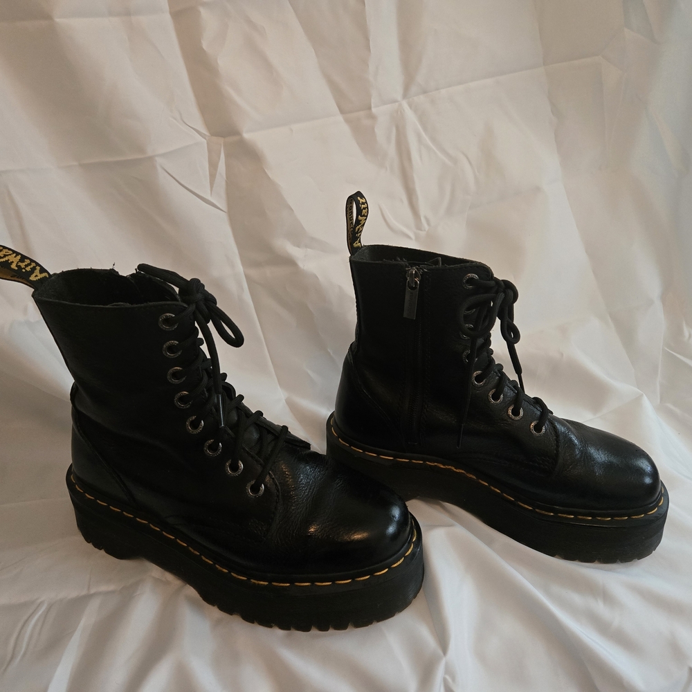 Dr. Martens Jadon Black Leather Lace-Up Boots